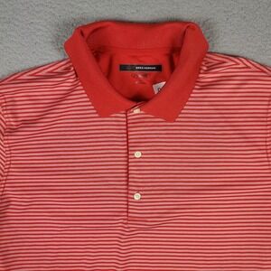 Greg Norman Red Striped Golf Casual Mens Short Sleeve Polo Shirt Size Large